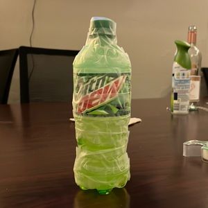 Mountain Dew taped water bottle